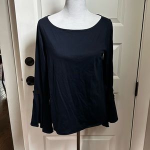 Navy Banana Republic Long-Sleeve Bell Sleeve Top Ribbon Detail